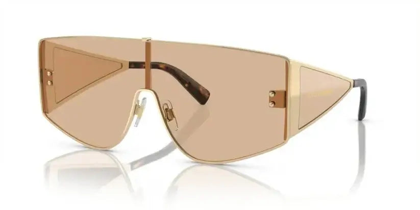 Dolce & Gabbana 0DG2305 stylish oversized sunglasses with brown lenses and gold frame, perfect for a fashion statement.