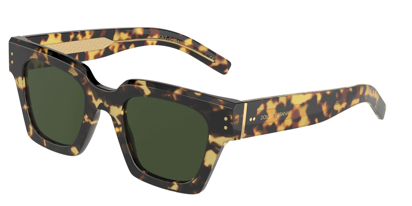 Dolce & Gabbana 0DG4413 sunglasses in tortoiseshell design with green lenses, ideal for stylish sun protection.
