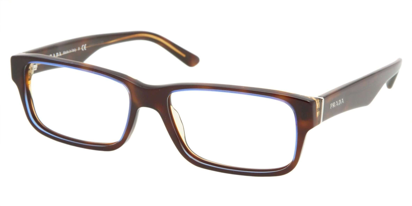 Prada 0PR 16MV ZXH101 stylish brown rectangular eyeglasses, perfect for a sophisticated and trendy look.