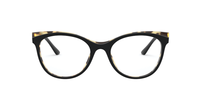 Prada 0PR 05WV eyewear featuring a chic black and tortoiseshell frame design, perfect for stylish eyewear enthusiasts.