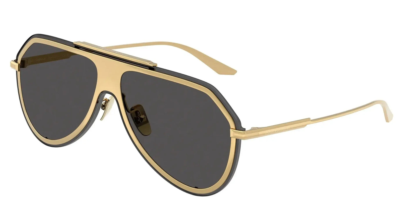 Dolce & Gabbana 0DG2309 oversized sunglasses in gold and black with dark lenses, ideal for stylish sun protection.