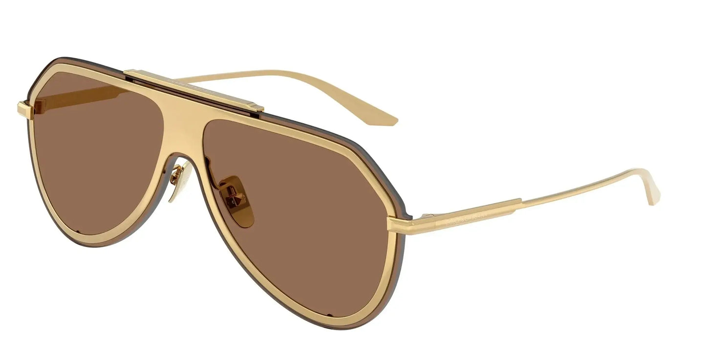 Dolce & Gabbana 0DG2309 sunglasses in gold frame with brown lenses, stylish oversized design for a chic look.