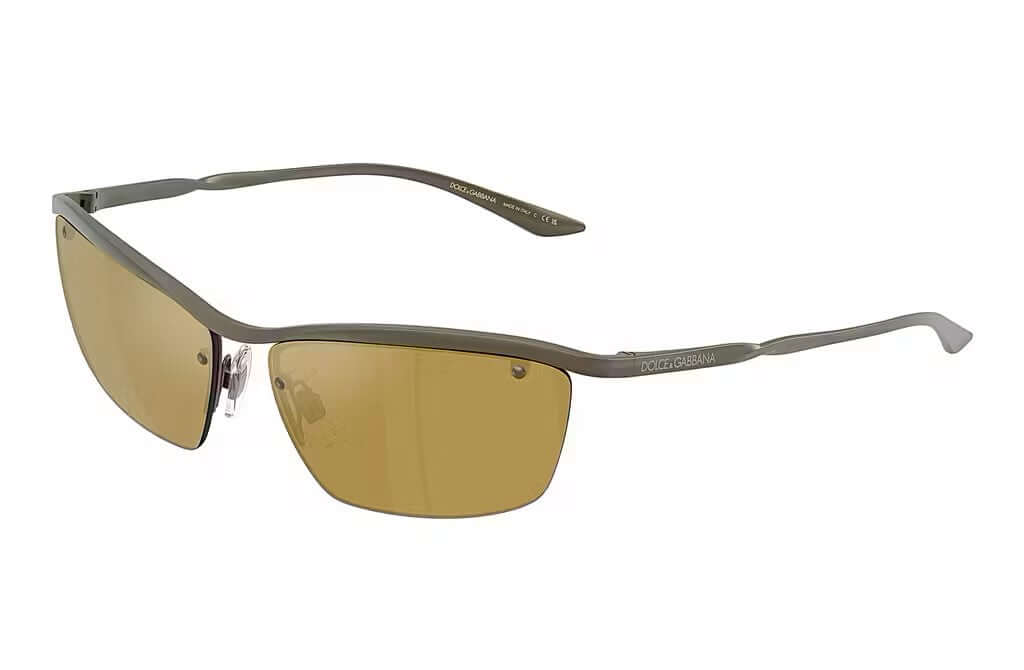 Dolce & Gabbana 0DG2307 sunglasses with brown tinted lenses and sleek green frames, perfect for stylish sun protection.
