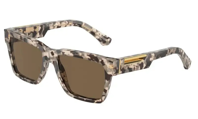 Dolce & Gabbana 0DG4465 sunglasses in camouflage pattern with brown lenses, stylish and trendy eyewear for fashion enthusiasts.