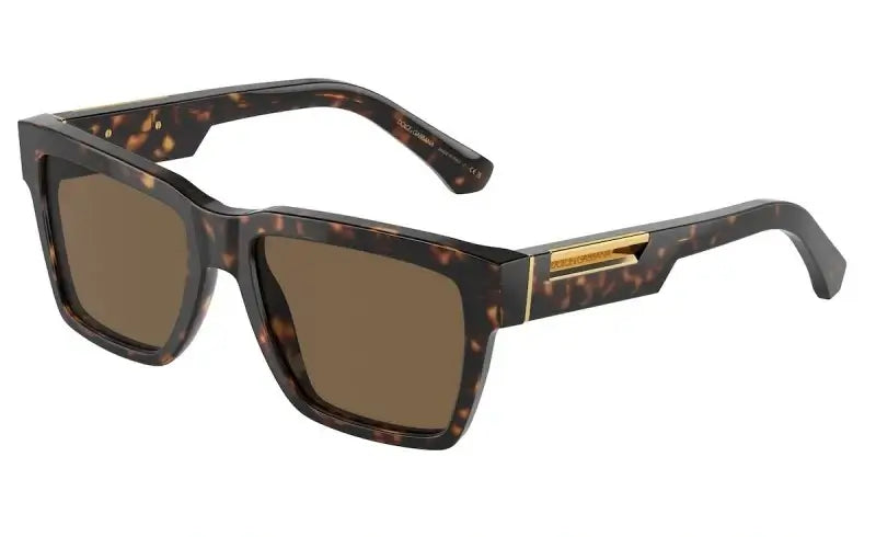 Dolce & Gabbana 0DG4465 sunglasses in tortoiseshell with brown lenses and stylish geometric frame design.