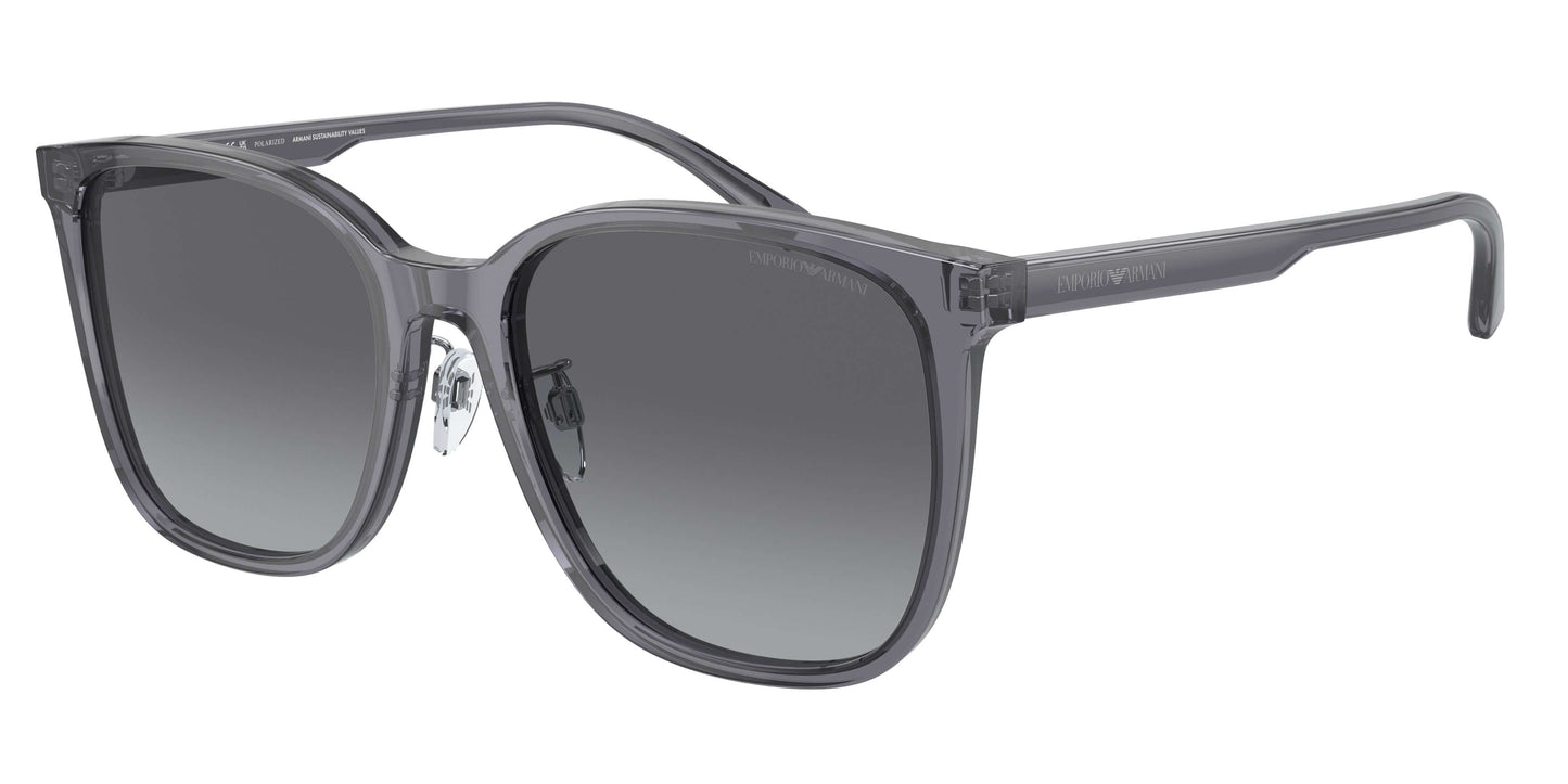 Stylish Emporio Armani EA4206D sunglasses in gray with gradient lenses, perfect for enhancing any summer look.