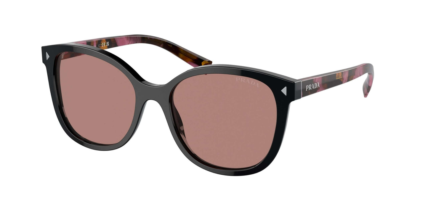 PRADA 0PR 22ZS stylish cat-eye sunglasses with brown lenses and patterned temple for a chic look.