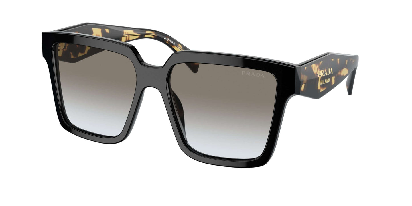 PRADA 0PR 24ZS sunglasses featuring black frames and gradient lens, stylish eyewear for a sophisticated look.