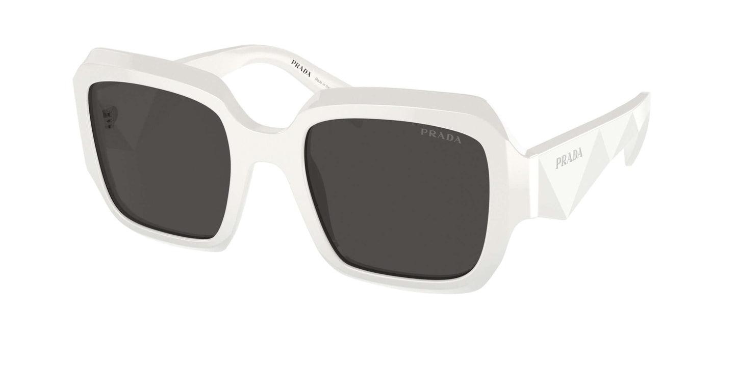 PRADA 0PR 28ZS stylish white oversized sunglasses with dark lenses, perfect for a chic summer look.