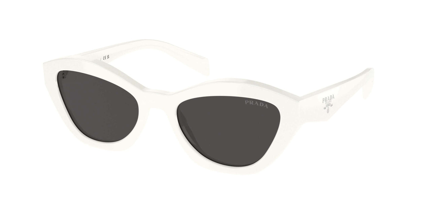 PRADA 0PR A02S white cat-eye sunglasses with dark lenses, stylish and chic eyewear for fashion-forward individuals.