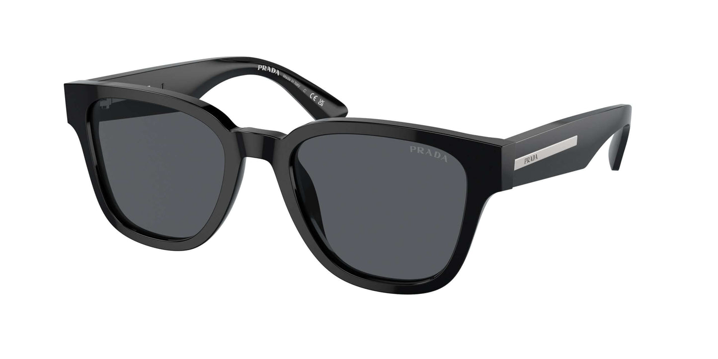 PRADA 0PR A04S stylish black sunglasses featuring a chic oversized design and dark lenses for ultimate sun protection.