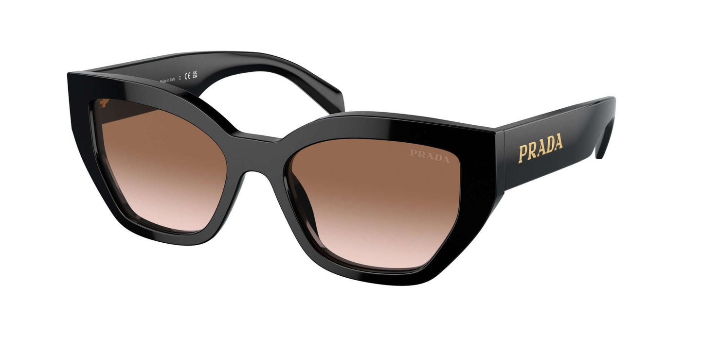 PRADA 0PR A09S sunglasses in sleek black design with gradient lenses, perfect for stylish sun protection.