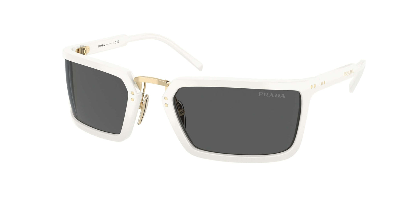 PRADA 0PR A11S sunglasses in white with dark lenses, stylish eyewear ideal for fashion-forward individuals.