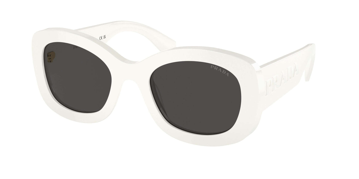 PRADA 0PR A13S white oversized sunglasses with dark lenses, perfect for stylish summer outings and UV protection.