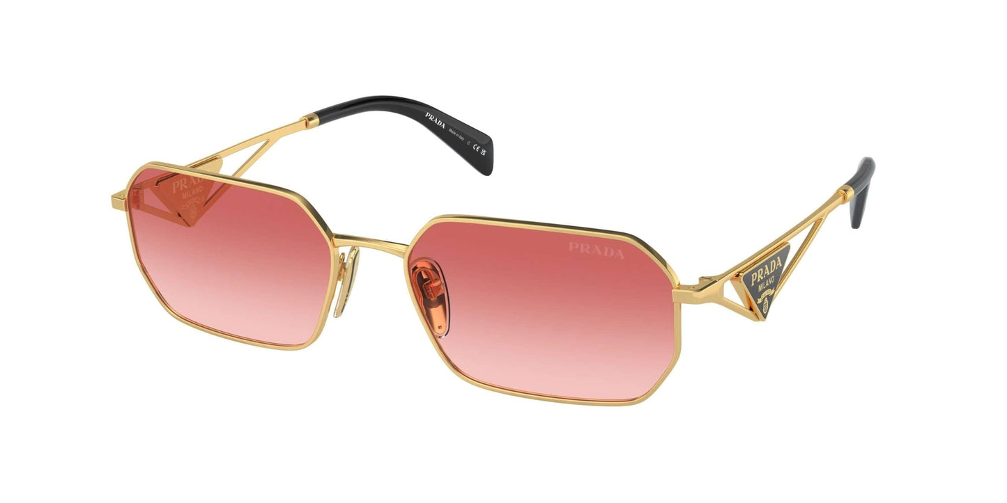 PRADA 0PR A51S stylish sunglasses with gold frames and pink lenses, perfect for a chic summer look.