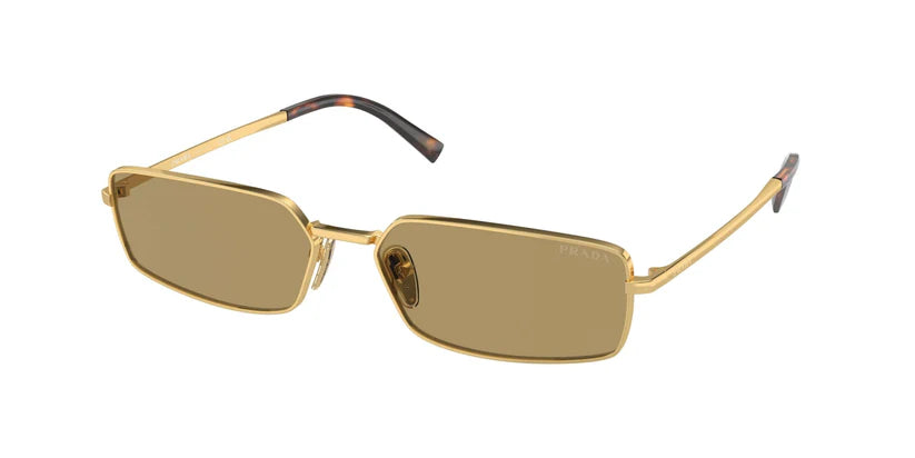 PRADA 0PR A60S gold sunglasses with a sleek design and tinted lenses, perfect for stylish sun protection.