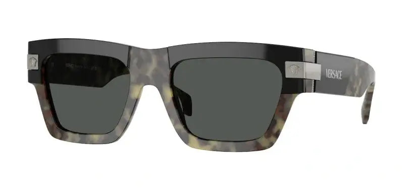 Versace 0VE4464 sunglasses featuring black and tortoiseshell frame with dark lenses, stylish and sophisticated eyewear.