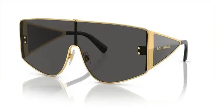 Dolce & Gabbana 0DG2305 oversized sunglasses with gold frame and dark lenses, perfect for a stylish look.