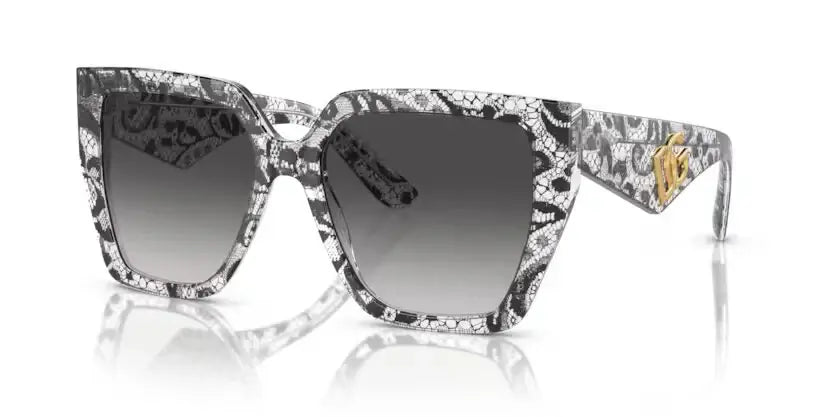 Dolce & Gabbana 0DG4438 sunglasses featuring a unique lace pattern and gradient lenses for a stylish look.