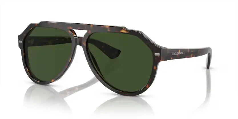 Dolce & Gabbana 0DG4452 sunglasses with green lenses and tortoiseshell frames for stylish sun protection.