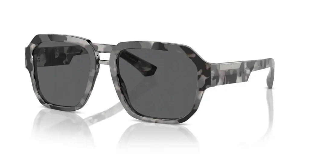 Dolce & Gabbana 0DG4464 oversized sunglasses in trendy black camouflage pattern with grey lenses.