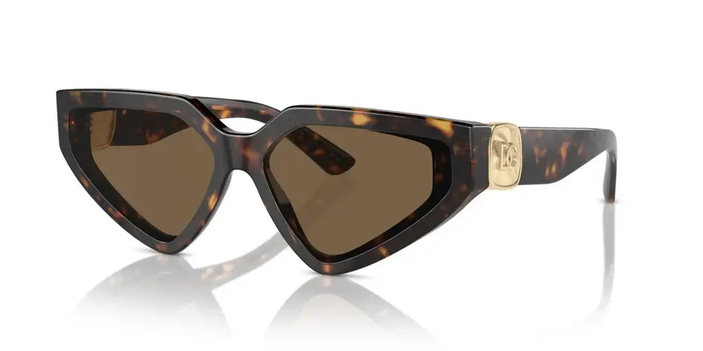 Dolce & Gabbana 0DG4469 cat-eye sunglasses with tortoiseshell frame and brown lenses, showcasing luxury eyewear design.