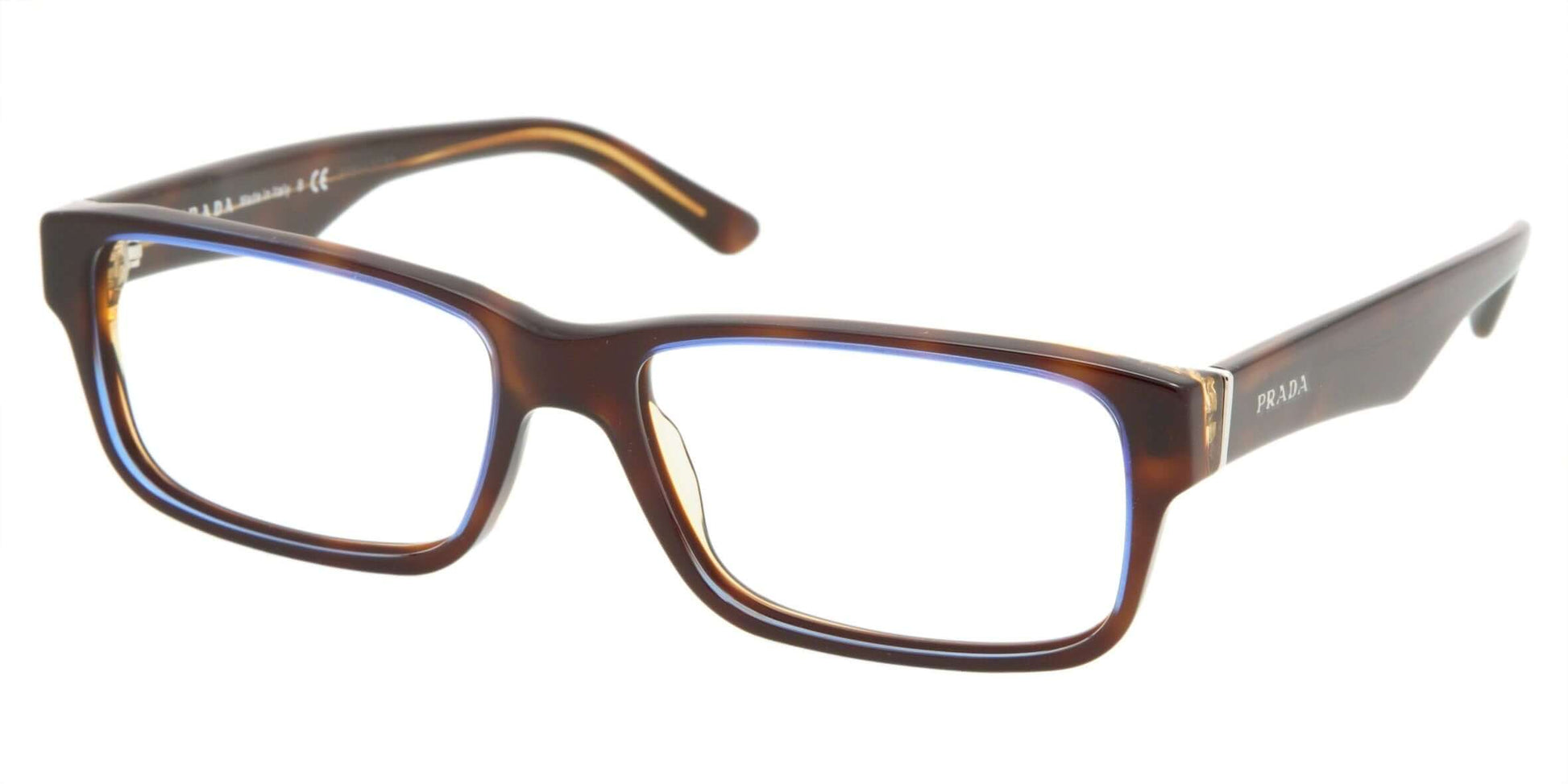 Prada 0PR 16MV ZXH101 stylish brown rectangular eyeglasses, perfect for a sophisticated and trendy look.
