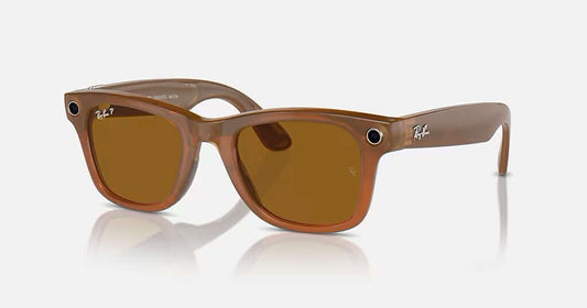Rayban Meta Wayfarer sunglasses in a stylish brown frame with brown lenses, perfect for any occasion.
