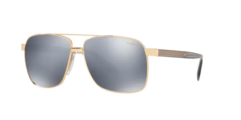 Versace 0VE2174 sunglasses featuring sleek silver lenses and a stylish gold frame for a luxury look.
