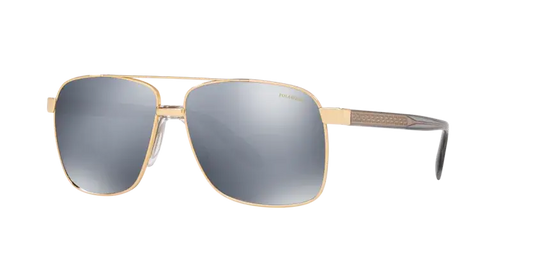 Versace 0VE2174 sunglasses featuring sleek silver lenses and a stylish gold frame for a luxury look.