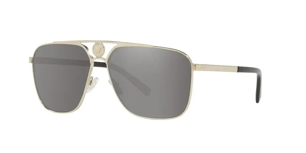 Versace 0VE2238 sunglasses featuring a stylish silver frame and dark lenses, perfect for a trendy look.
