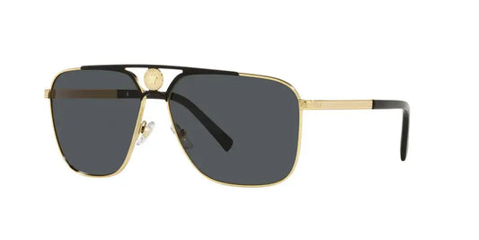 Versace 0VE2238 sunglasses featuring a stylish gold and black design with dark lenses for a bold look.