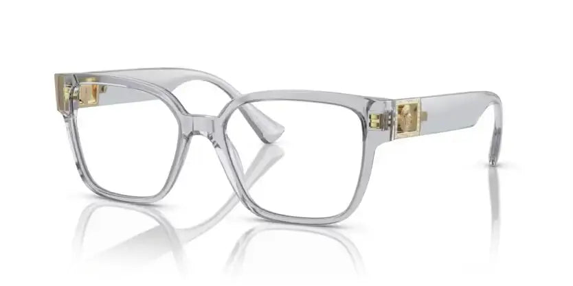 Versace VERSACE 0VE3329B clear oversized glasses with gold accents, stylish eyewear for a modern look.