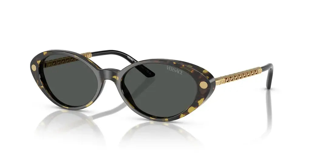 Versace 0VE4469 sunglasses featuring a stylish cat-eye design with black and tortoiseshell frames and dark lenses.