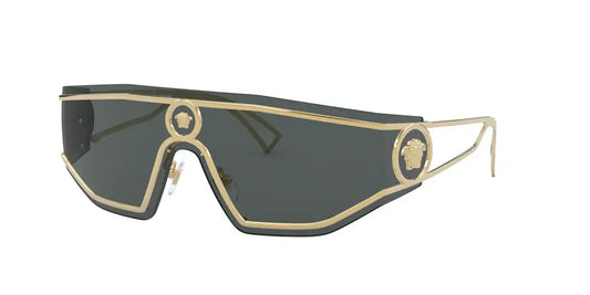 Versace 0VE2226 sunglasses featuring a stylish design with gold accents and dark lenses. Perfect for a chic look.