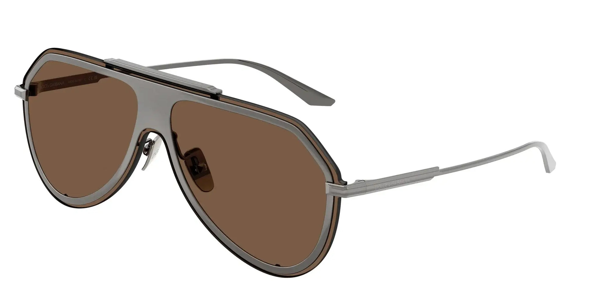 Stylish Dolce & Gabbana 0DG2309 sunglasses with brown lenses and sleek silver frame, perfect for fashion-forward eyewear.