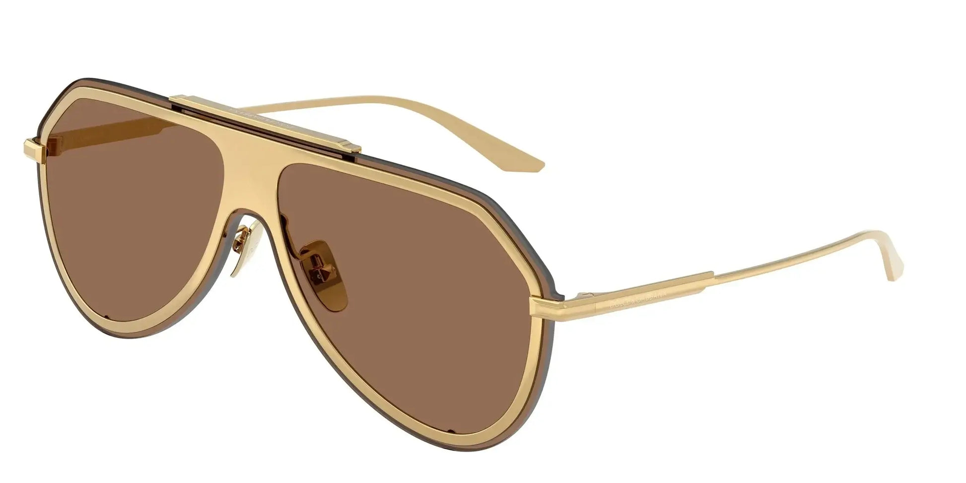 Dolce & Gabbana 0DG2309 sunglasses in gold frame with brown lenses, stylish oversized design for a chic look.