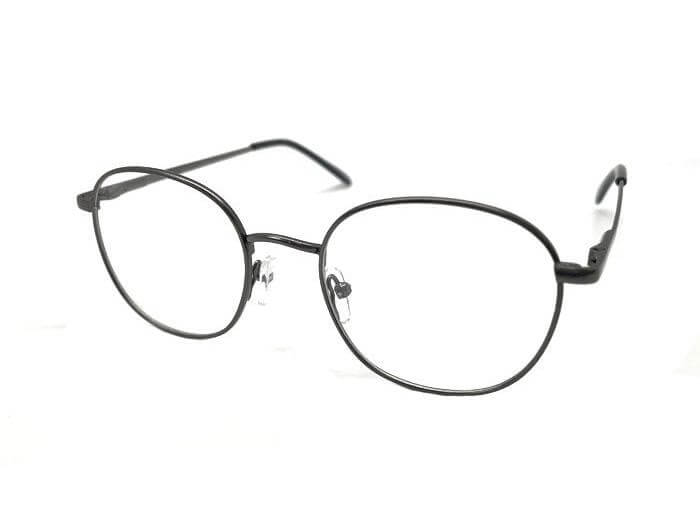 Prescription glasses OL27 with black metal frames and oval lenses, ideal for everyday wear and vision correction.