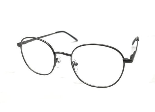 Prescription glasses OL27 with black metal frames and oval lenses, ideal for everyday wear and vision correction.