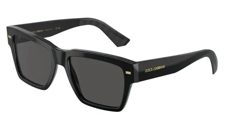 Dolce & Gabbana 0DG4431 black sunglasses with gray lenses, stylish design perfect for contemporary fashion enthusiasts.