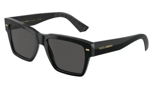 Dolce & Gabbana 0DG4431 black sunglasses with gray lenses, stylish design perfect for contemporary fashion enthusiasts.