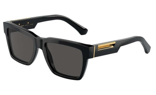Dolce & Gabbana 0DG4465 stylish black sunglasses with gold detailing, perfect for fashion-forward looks.