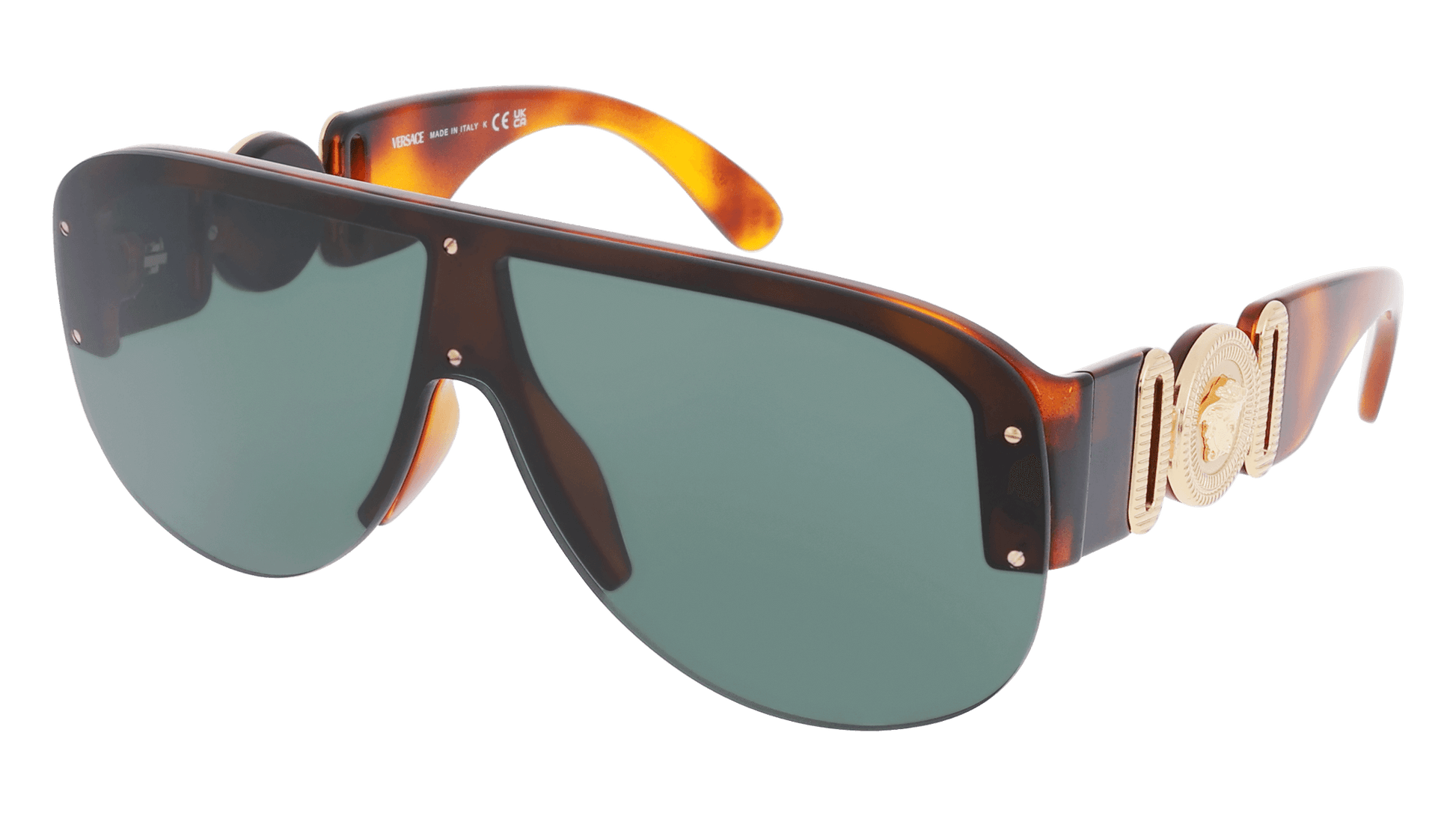 Versace 0VE4391 sunglasses featuring bold tortoiseshell frames and iconic logo detailing for stylish sun protection.