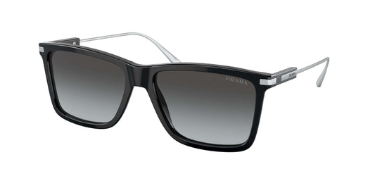PRADA 0PR 01ZS sunglasses featuring a chic black frame and gradient lenses for stylish sun protection.