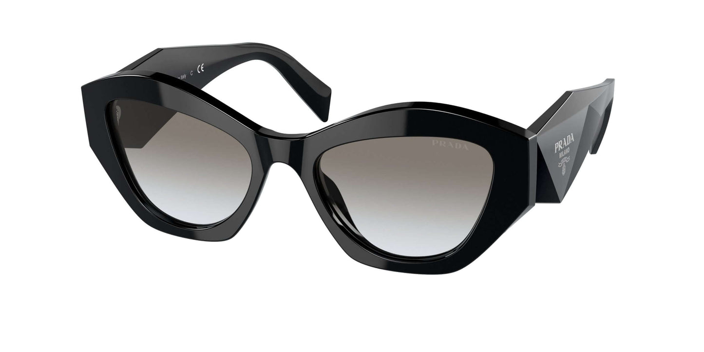PRADA 0PR 07YS black cat-eye sunglasses with gradient lenses, showcasing a bold and stylish design.