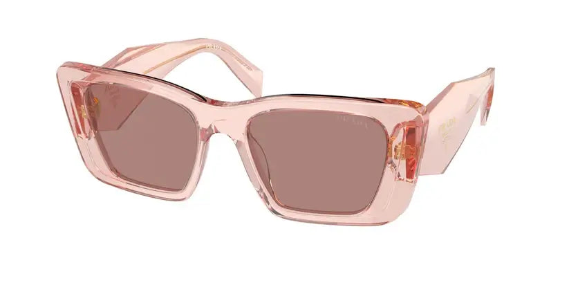 PRADA 0PR 08YS oversized pink sunglasses with brown lenses, combining fashion and style for a chic look.