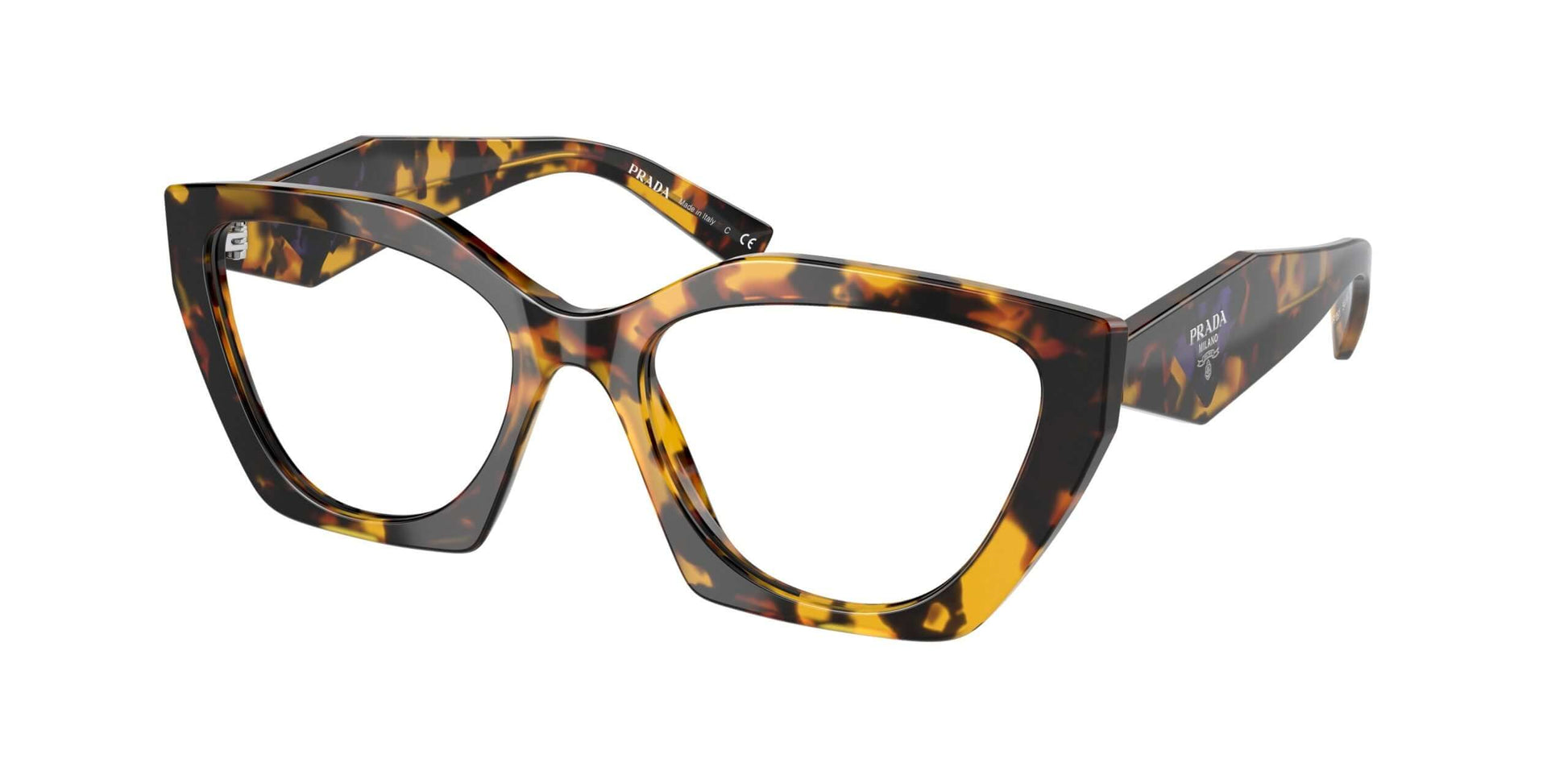 Prada 0PR 09YV oversized cat-eye sunglasses in tortoiseshell design, stylish eyewear for a bold look.