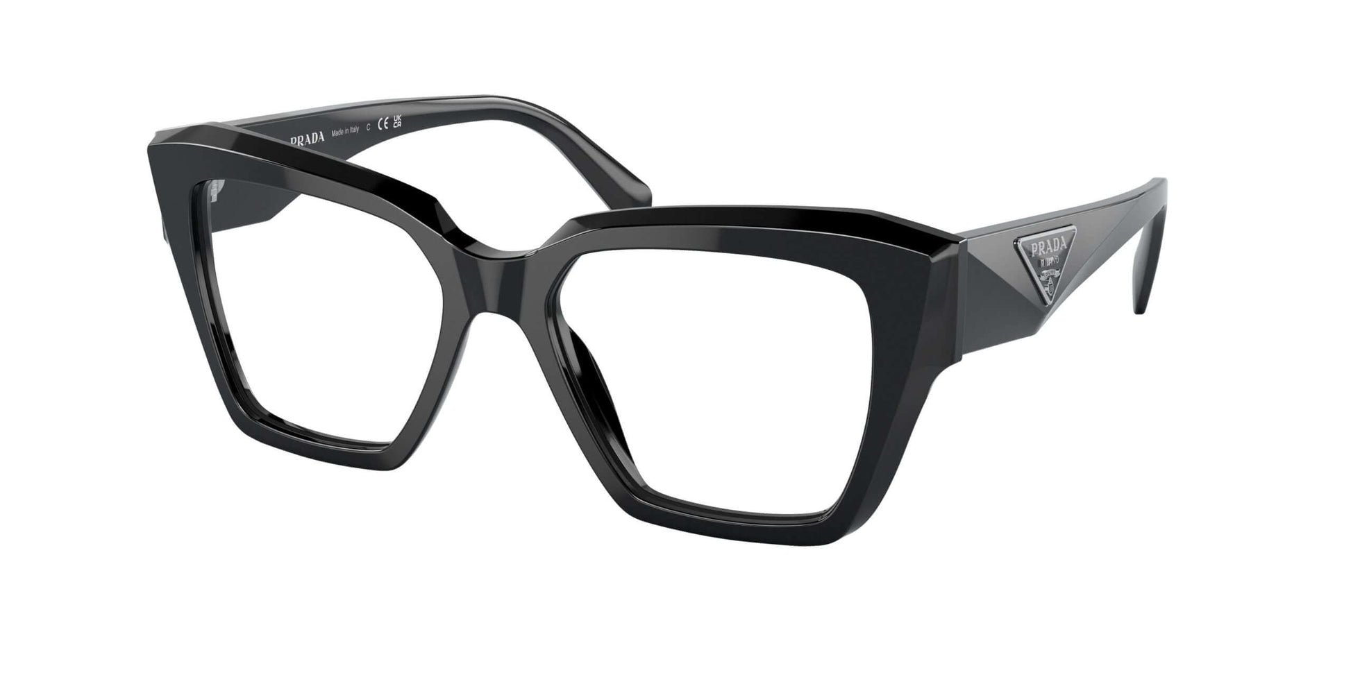 PRADA 0PR 09ZV oversized black glasses with bold frame and logo, perfect for a stylish eyewear statement.
