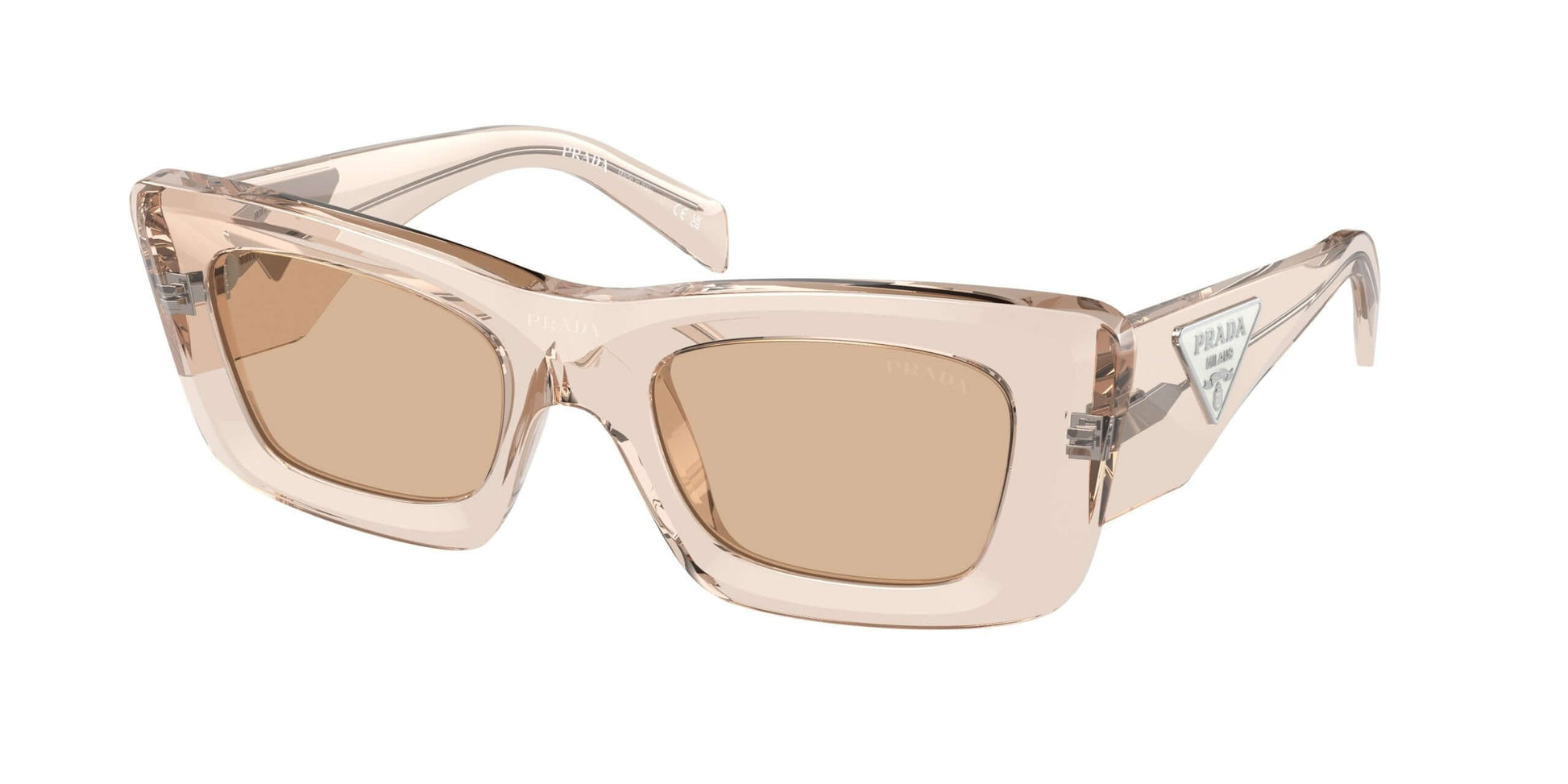 PRADA 0PR 13ZS oversized sunglasses in pale beige with brown lenses, offering stylish UV protection and modern elegance.