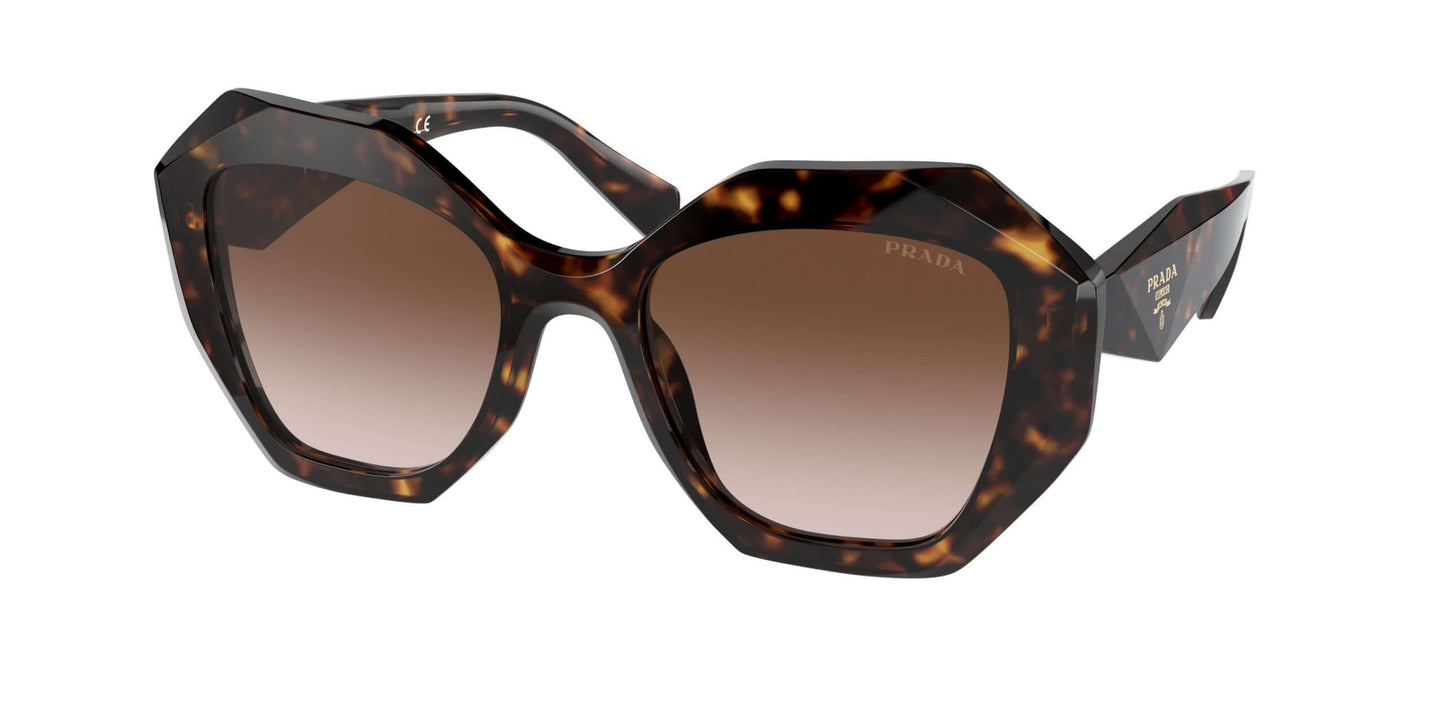 PRADA 0PR 16WS sunglasses in tortoiseshell with oversized octagonal frames and gradient lenses. Stylish eyewear for luxury fashion.